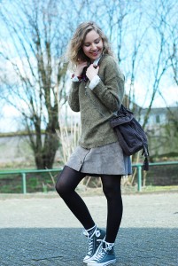 Suede Button Front Skirt