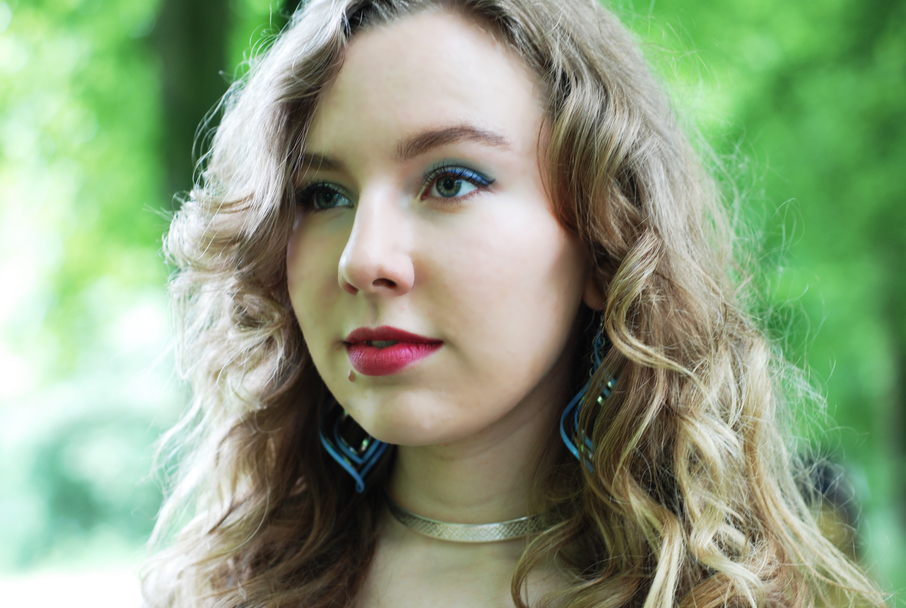 Green grass Blue dress
